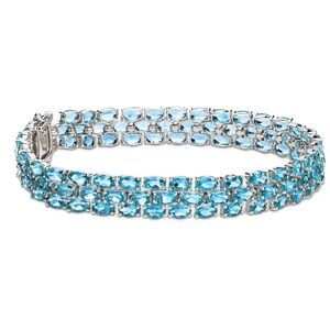 Blue Nile- Blue Topaz 3 Row Sterling Silver Bracelet